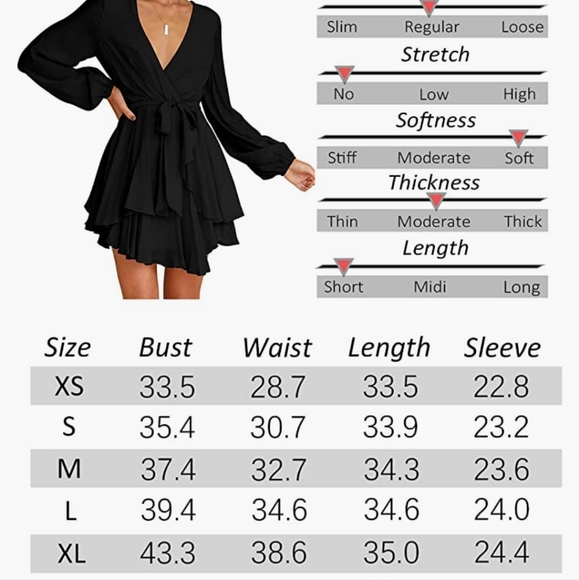 Women's Dress Deep V-Neck long sleeve - Picture 5 of 8